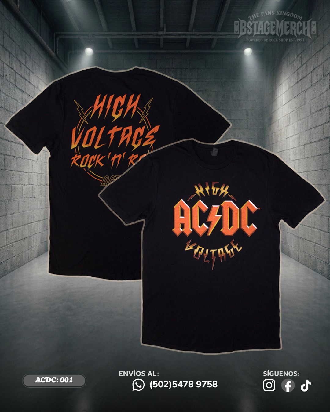 PLAYERA AC DC HIGH VOLTAGE